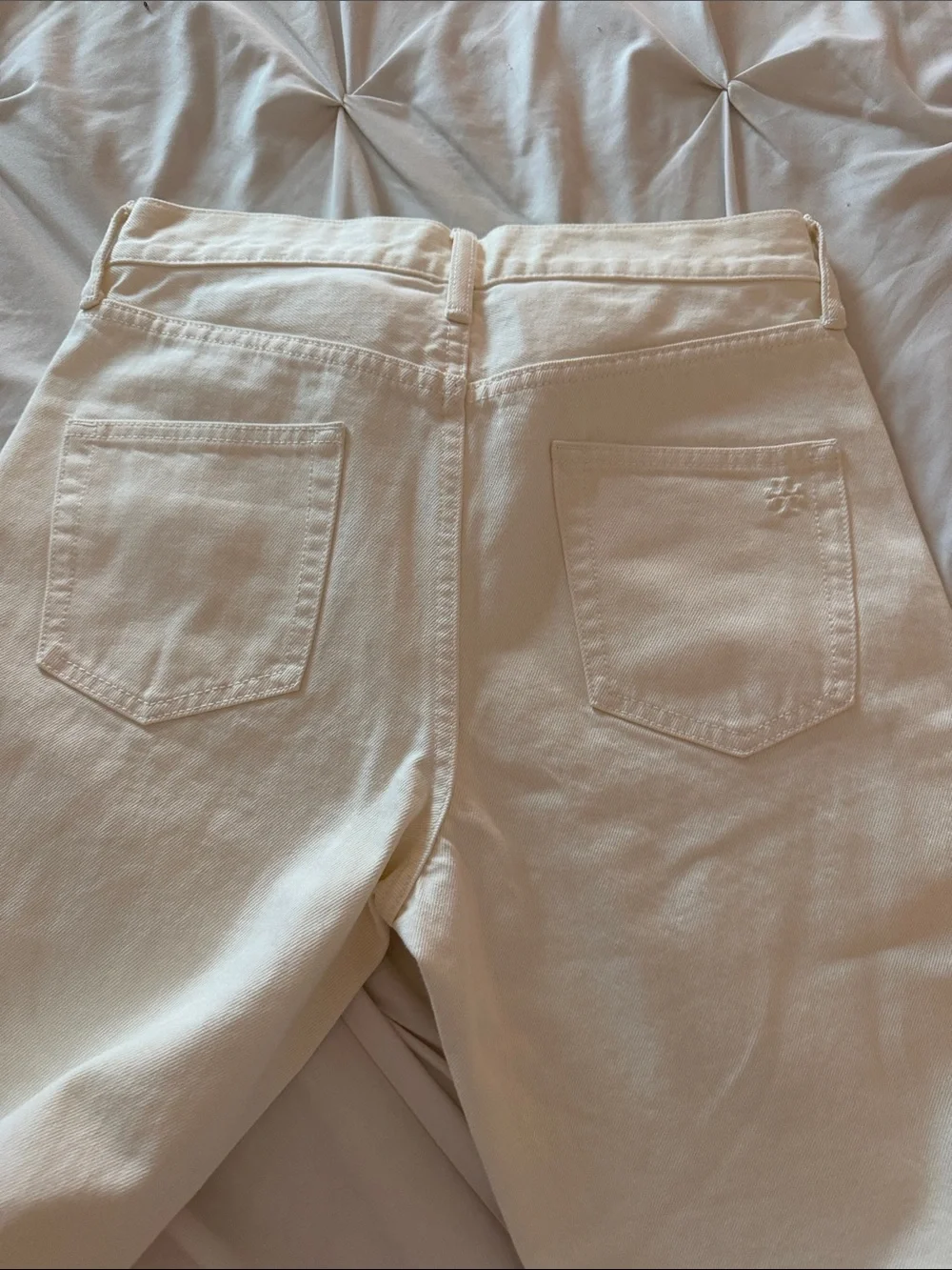 Tory Burch Cream High-Rise Straight Jeans
